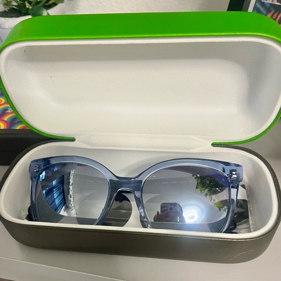 NWOT Kate Spade Kiya Blue Square Frame Mirrored Lenses Sunglasses - Picture 5 of 8